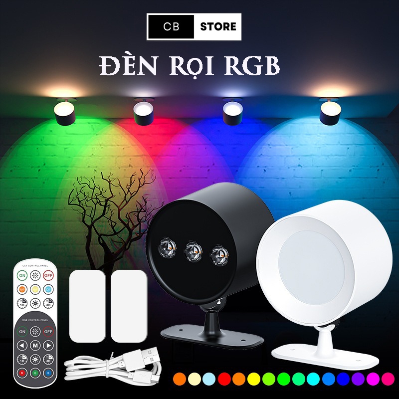 Đèn Rọi Tường RGB ,Đèn Rọi Ống Bơ RGB, Trang Trí Shop, Nhà Cửa, Có ...