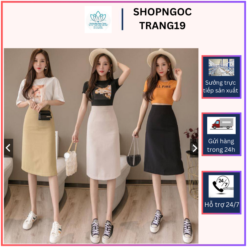 Chân Váy Chữ A Công Sở 60cm Dáng Dài Trẻ Trung_shopngoctrang19_CV117NT