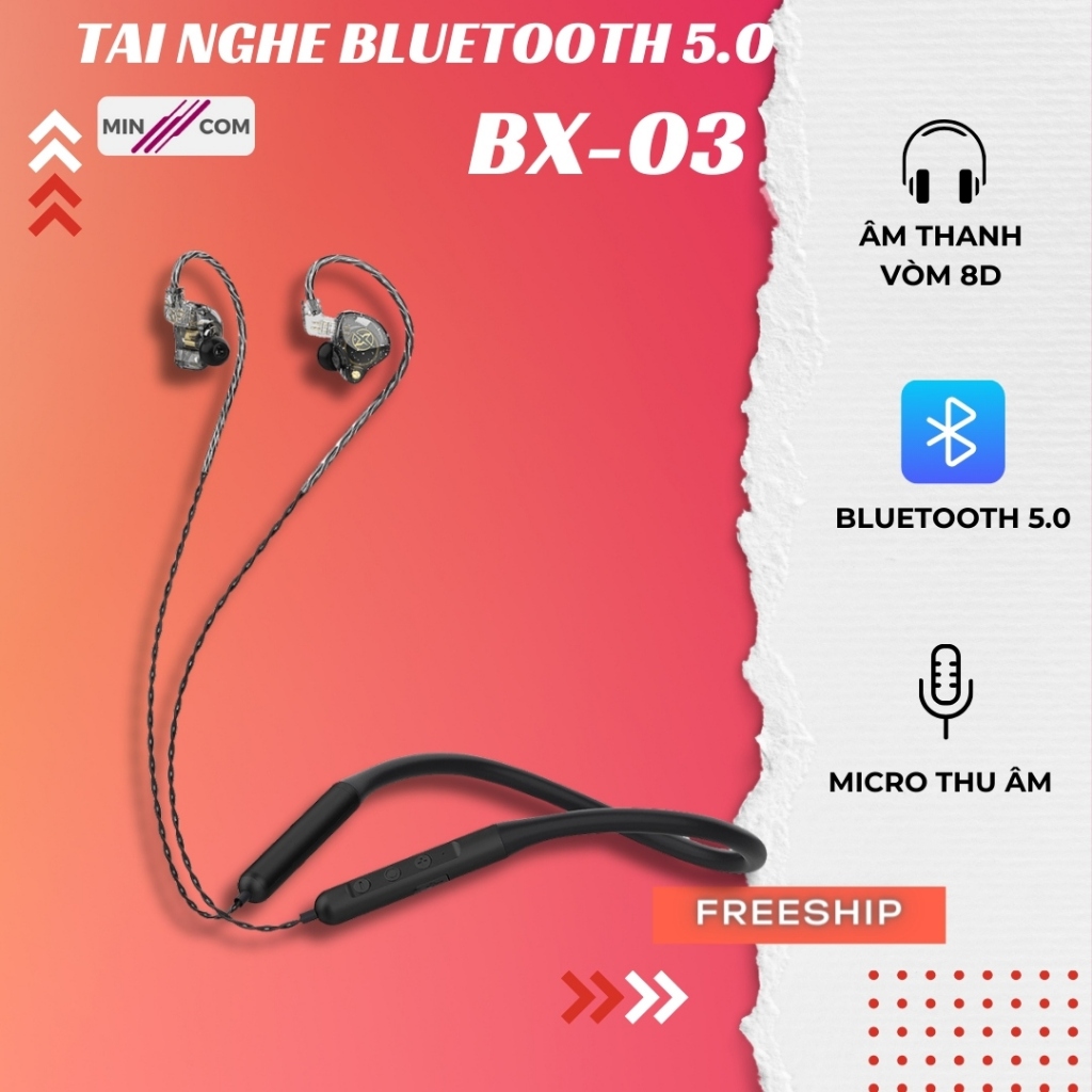 Tai Nghe Bluetooth BX-03 New 2024,Âm Thanh Vòm HIFI 8D Super Bass