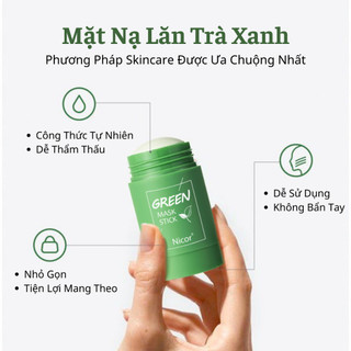 Mặt Nạ Lăn Trà Xanh Giúp Da Trắng Mịn Sạch Mụn Se Khít Lỗ Chân Lông Cân Bằng Ẩm Loại Bỏ Mụn Đầu Đen