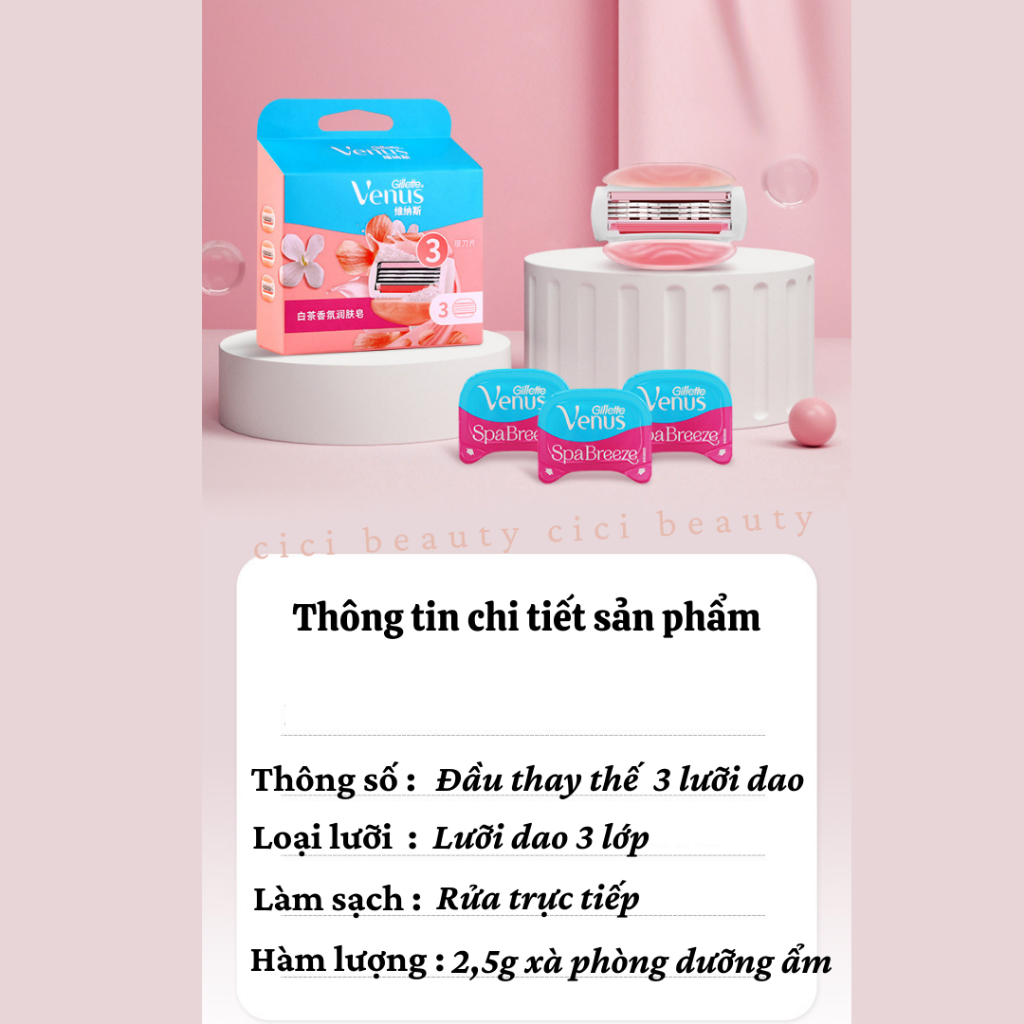 Đầu lưỡi rời thay thế dao cạo cho nữ có đầu bơ gillette venus comfortglide white tea venus