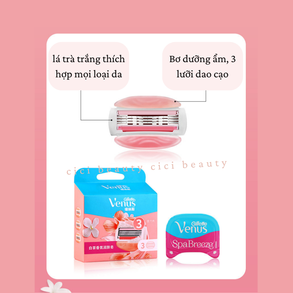 Đầu lưỡi rời thay thế dao cạo cho nữ có đầu bơ gillette venus comfortglide white tea venus