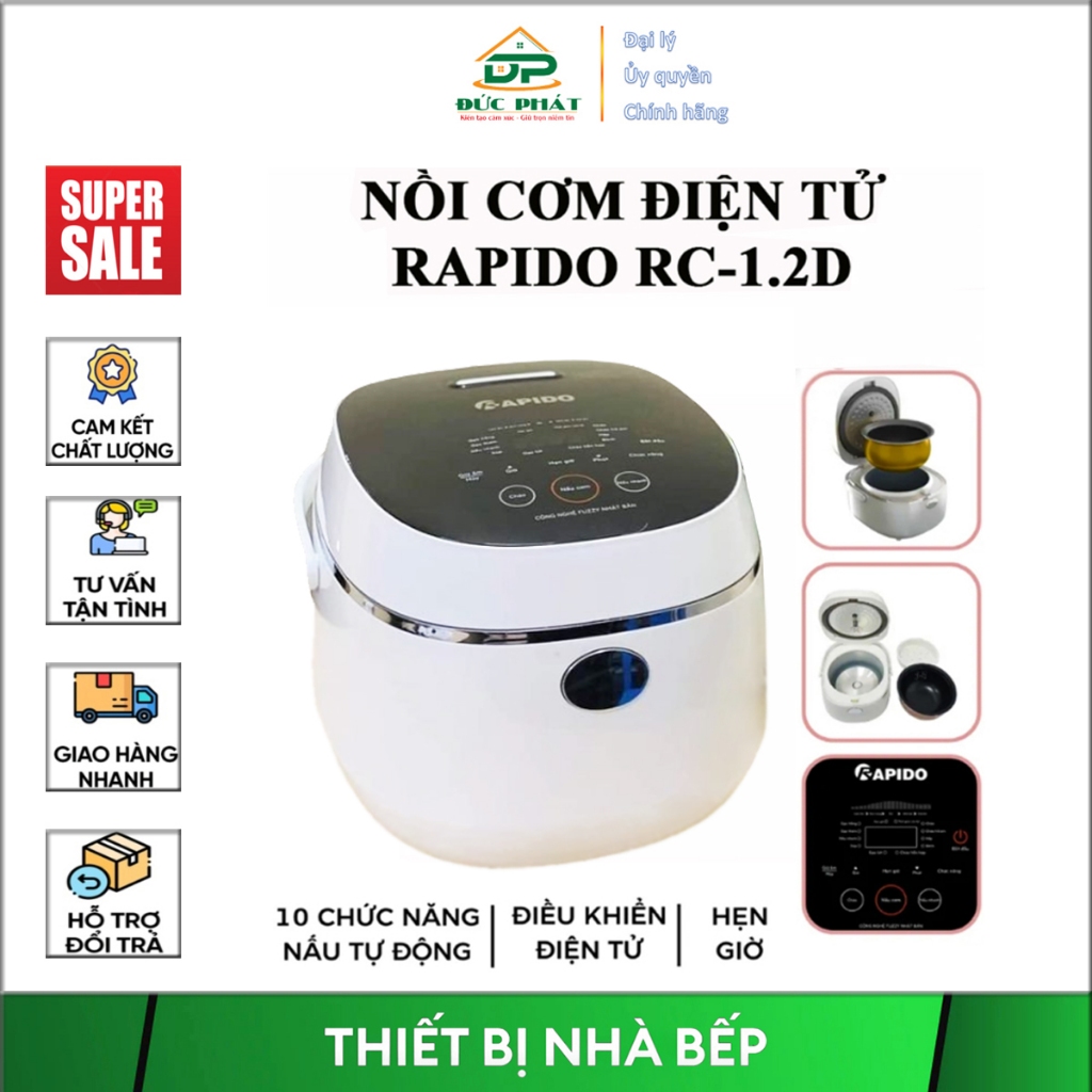 Nồi cơm điện tử Rapido RC-1.2D, Cs 500W, BH 1 năm, dung tích 1.2lít, 1 ...