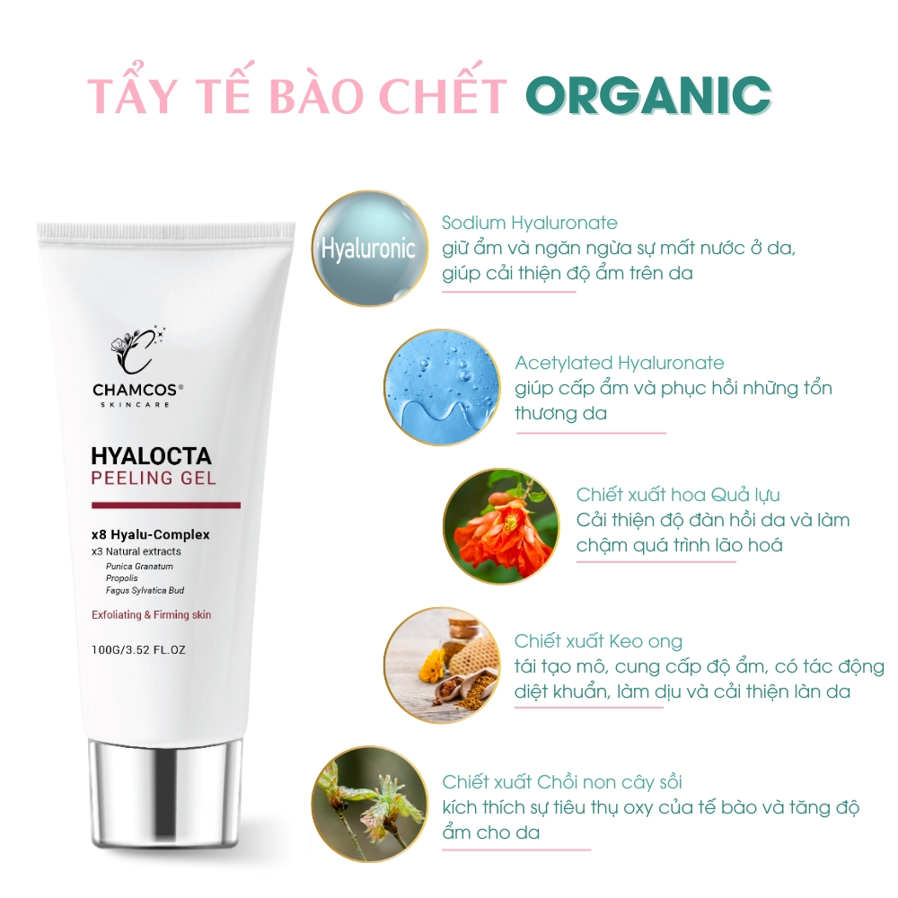 HSD:11/12/2026 Sale Tẩy Tế Bào Chết HYALOCTA PEELING GEL CHAMCOS 100g.