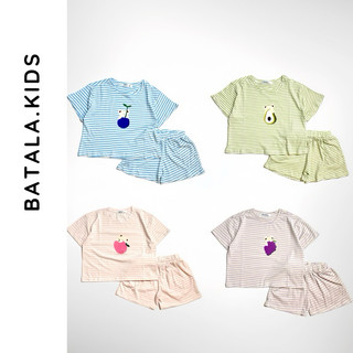 Bộ đồ mùa hè cho bé BATALA KIDS kiểu Hàn Quốc, Set quần áo cotton KẺ NGANG cho bé trai bé gái thoáng mát thoải mái 2024