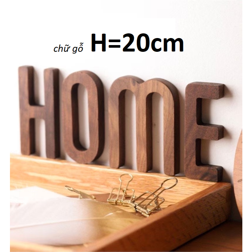 Chữ gỗ tự nhiên cao cấp H=20cm mầu nâu sẫm óc chó, Chữ gỗ trang trí ...