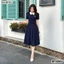 Đầm thiết kế cổ sen eo đính nơ tùng xếp ly BEMINE MT8969
