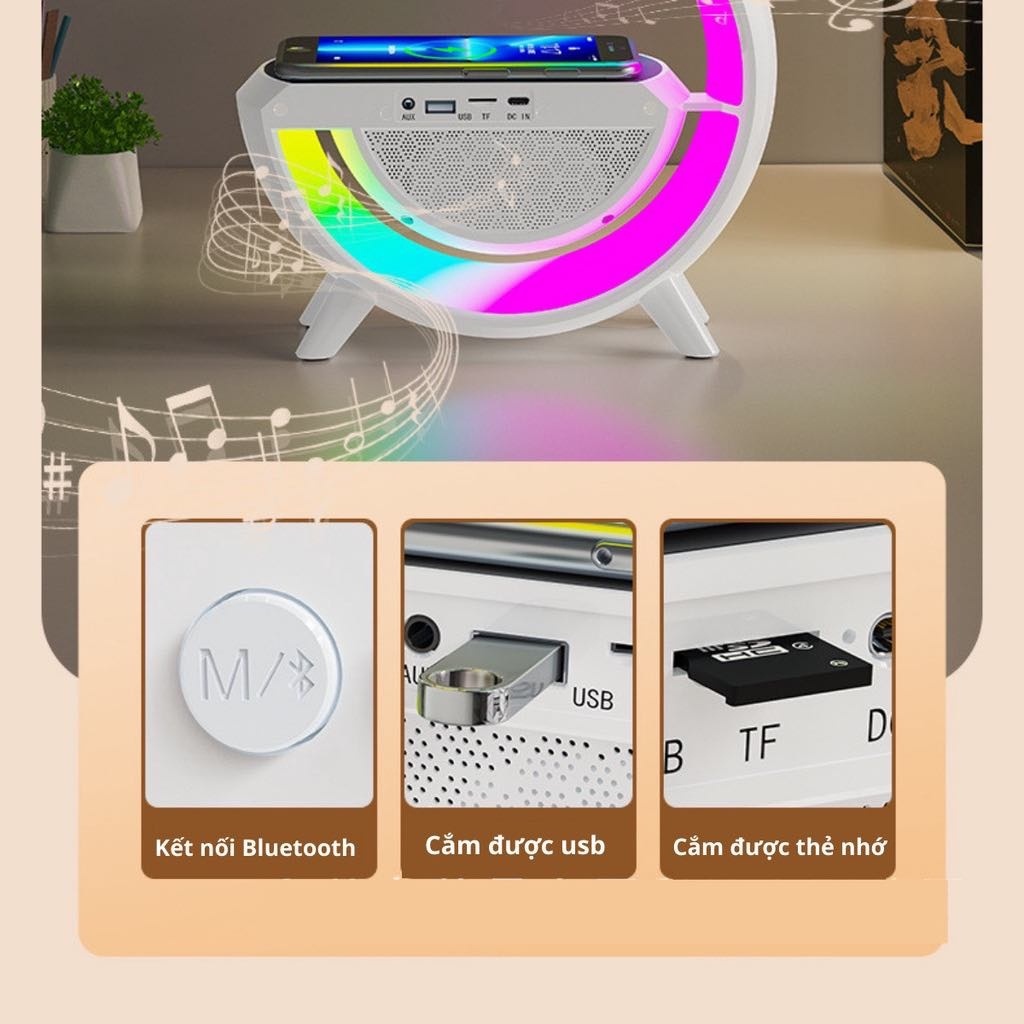 Loa Bluetooth Thông Minh Chữ G 4 Chức Năng Sạc Không Dây Tích Hợp Đèn Ngủ Đa Chế Độ Ánh Sáng SP32