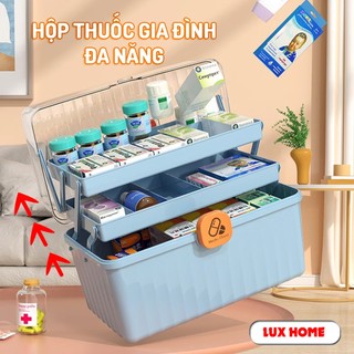 Hộp đựng thuốc gia đình có tay cầm và khoá hộp chắc chắn, chất liệu PP siêu bền