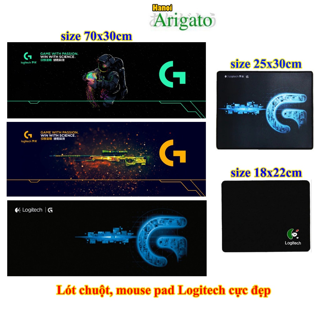 Lót chuột, Mouse pad Logitech cỡ lớn 70x30cm, 25x30cm, 18x22cm mặt sần ...