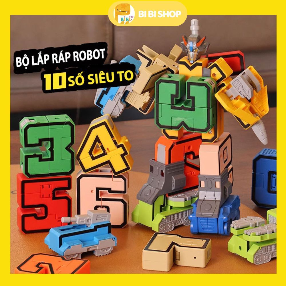Trọn Bộ Lắp Ráp Combo 10 Số Biến Hình Robot, Đồ chơi Robot số biến hình,Đồ Chơi Lắp Ráp Robot Biến Hình