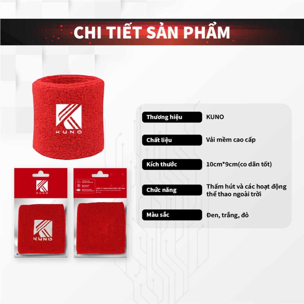 Ảnh Băng Đô Cổ Tay KUNO Mềm Mại Thoáng Khí Thấm Hút Mồ Hôi Tốt 2