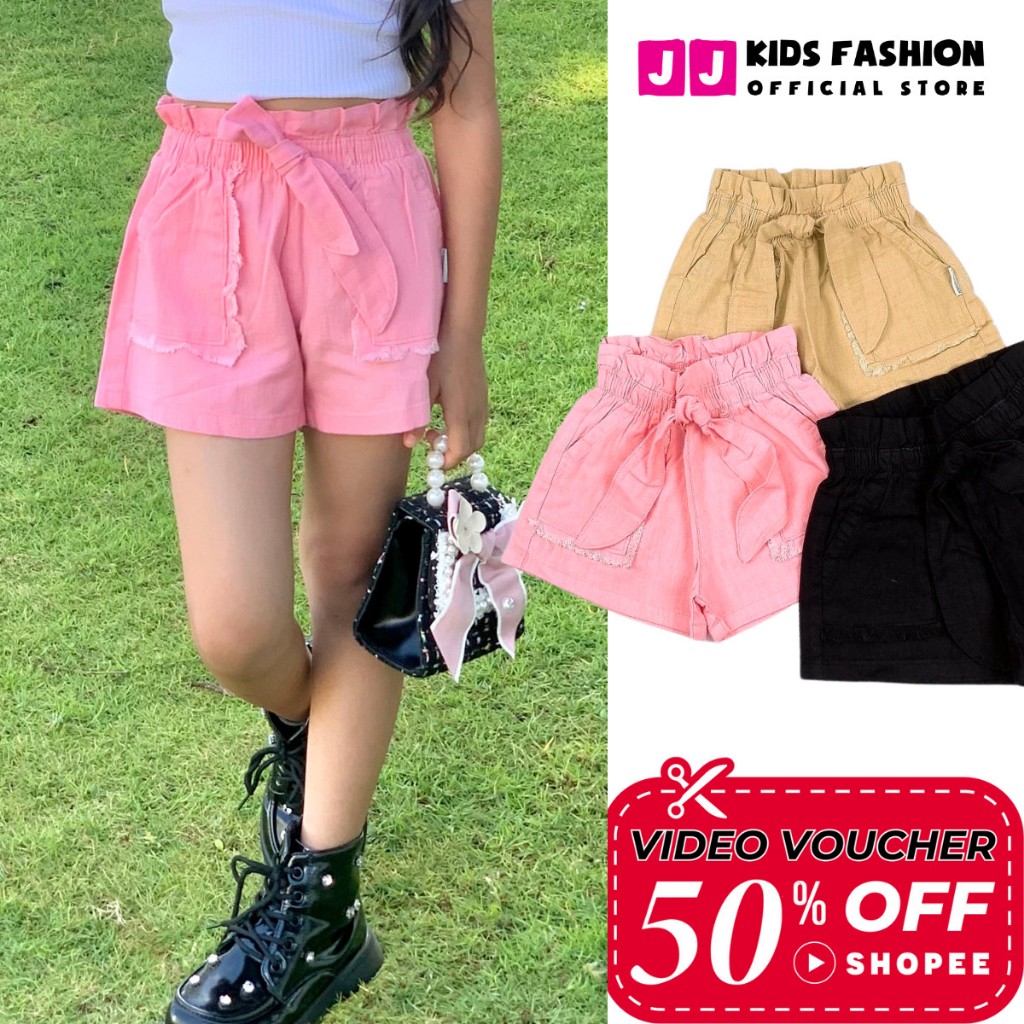 Quần short bé gái kaki thời trang, năng động thoải mái full size - JJ Kids