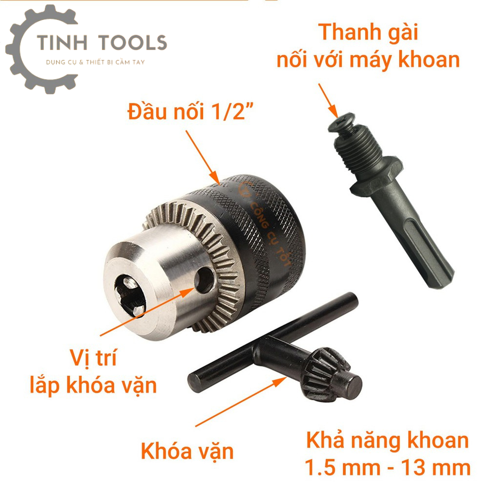 Đầu khoan 13mm Kenssman chuẩn Đức, đầu chuyển KENSSMAN phù hợp với các loại, máy khoan, máy bắn vít