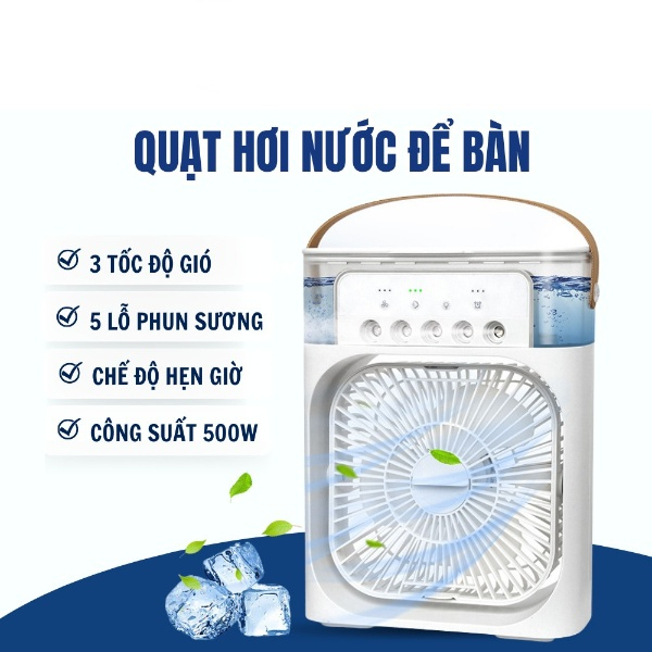 Quạt Điều Hòa Hơi Nước Mini 600ml , Quạt Phun Sương Tạo Ẩm Làm Mát Để Bàn Văn Phòng Tích Hợp Đèn Led