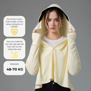SWANLAKE | Áo Khoác Nữ Chống Nắng Tia UV Dáng Lửng Chất Thun Lạnh Mát Mũ Rộng Vành Freesize A90019