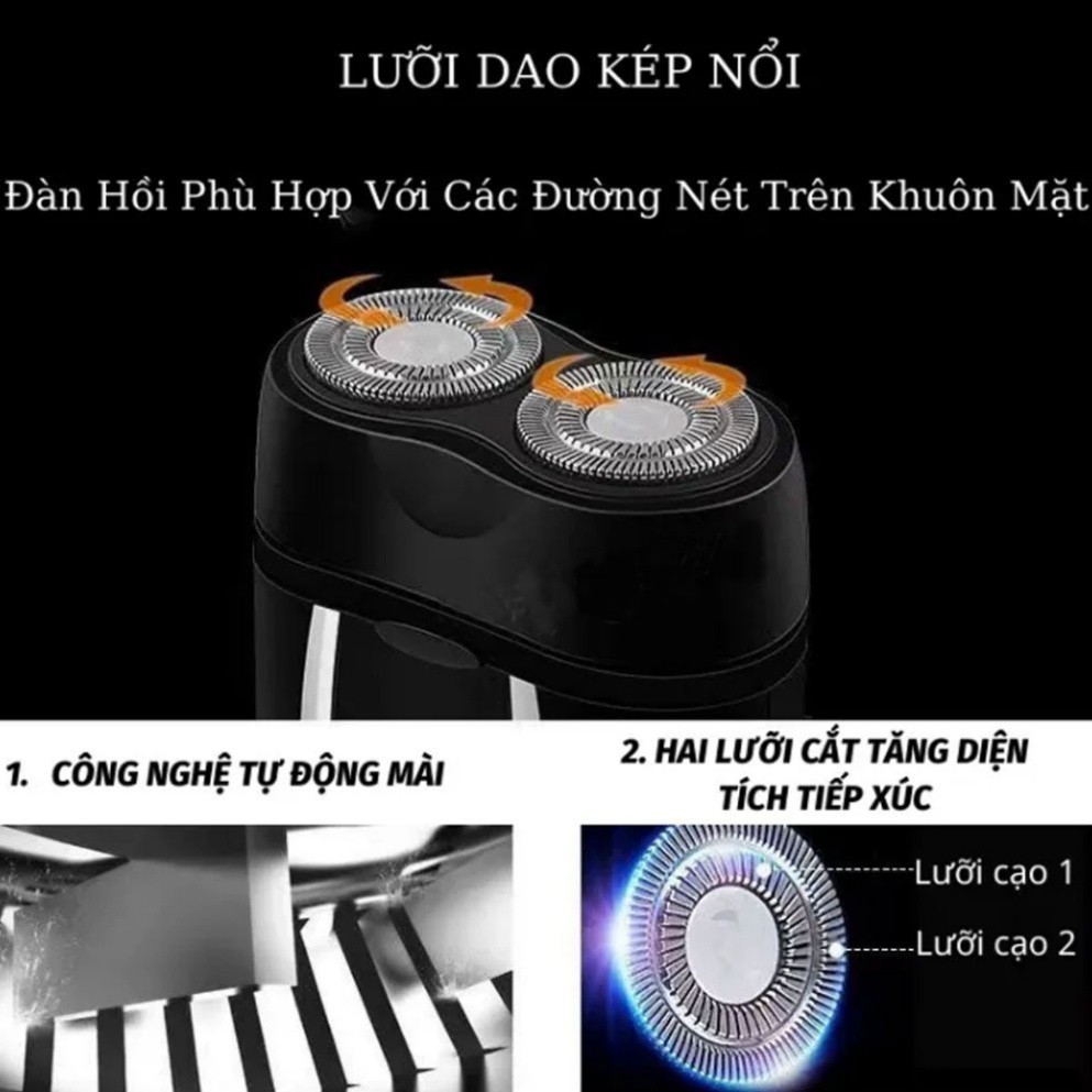 Máy Cạo Râu Mini Cao Cấp Sử Dụng Sạc Pin Thông Minh Tiện Lợi Có Lưỡi Dao Kép Tự Làm Sắc-VD.STORE