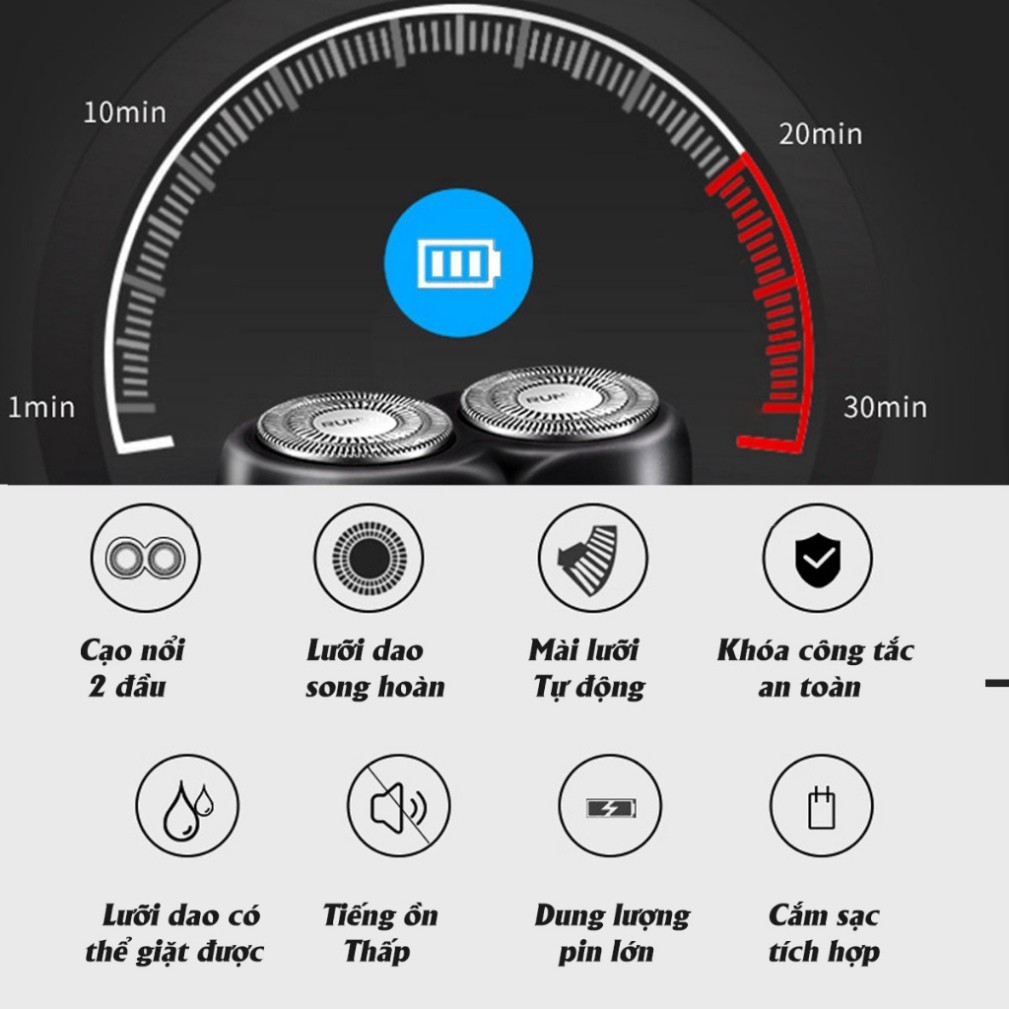 Máy Cạo Râu Mini Cao Cấp Sử Dụng Sạc Pin Thông Minh Tiện Lợi Có Lưỡi Dao Kép Tự Làm Sắc-VD.STORE