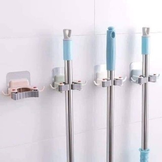 Móc dán tường treo cây lau nhà, móc kẹp treo chổi đa năng