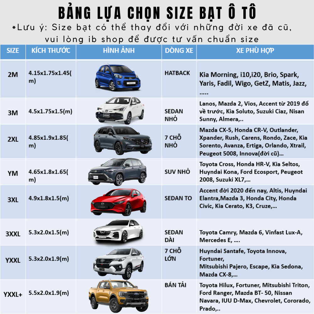 Bạt Phủ Xe Ô TÔ - Loại 3 Lớp Loại Cao Cấp - Bạt Trùm Xe Ô TÔ 4 Chỗ 5 Chỗ 7 Chỗ, Bán Tải - Bạt phủ ô tô Bảo Hành 1 Năm