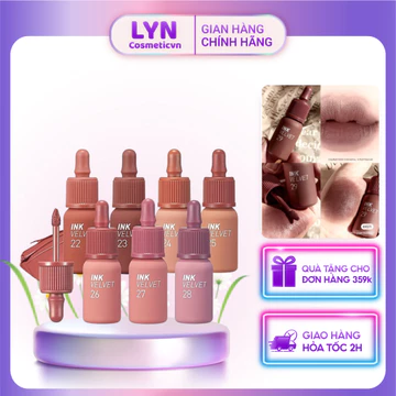 (Bill Hàn - New) Son Môi Peripera Ink Velvet Nude Siêu Lì Bám Màu Cực Tốt