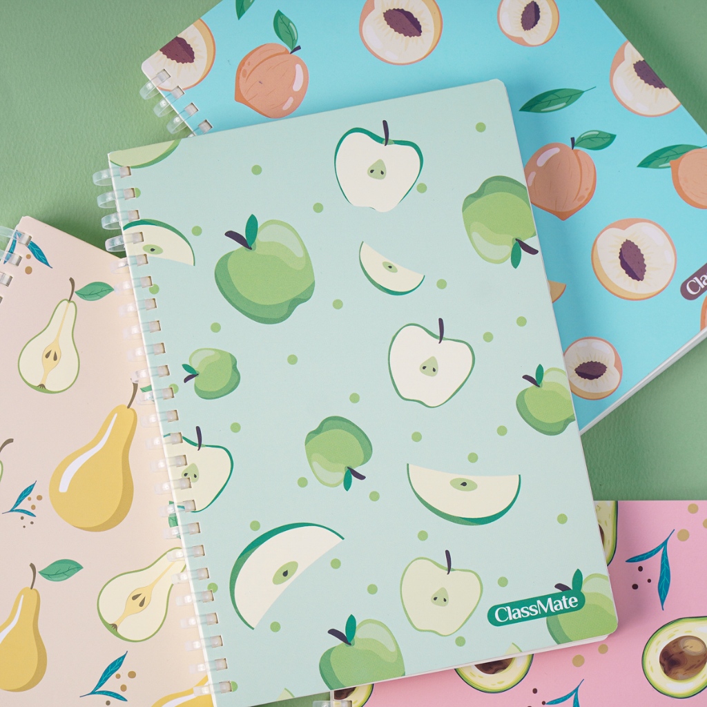 Sổ Lò Xo 200 Trang Classmate Sổ Tay Ghi Chép Kẻ Ngang 80GSM A5/B5 Lò Xo Nhựa Mềm Tỳ Lên Không Đau Tay Sổ Fruit Take Note