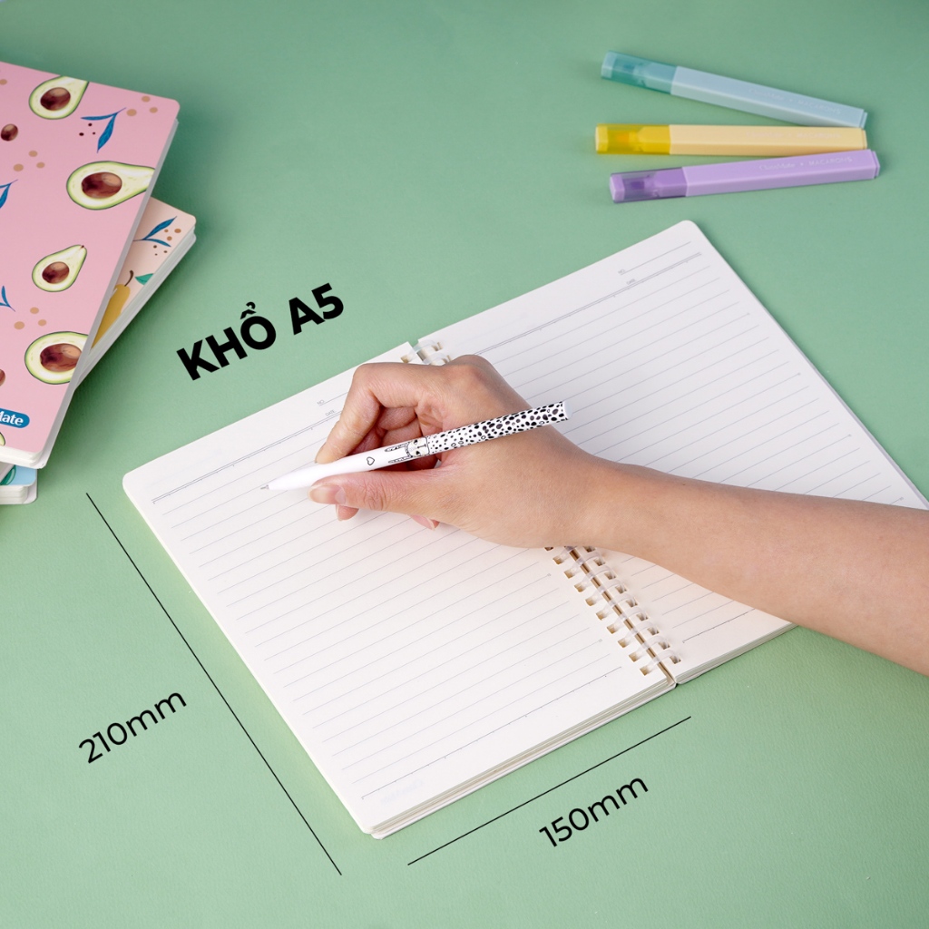 Sổ Lò Xo 200 Trang Classmate Sổ Tay Ghi Chép Kẻ Ngang 80GSM A5/B5 Lò Xo Nhựa Mềm Tỳ Lên Không Đau Tay Sổ Fruit Take Note