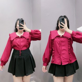 Áo Sơ Mi Kiểu Nữ Nhỏ Clothing Tay Bồng Cô Nhọn Xinh Xắn Cho Các Nàng Mũm Mĩm 58kg - 95kg Mặc Xinh Xắn Trẻ Trung SM146