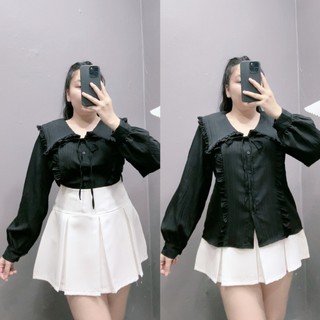 Áo Sơ Mi Kiểu Nữ Nhỏ Clothing Tay Bồng Cô Nhọn Xinh Xắn Cho Các Nàng Mũm Mĩm 58kg - 95kg Mặc Xinh Xắn Trẻ Trung SM146