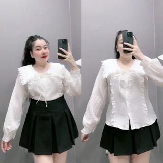 Áo Sơ Mi Kiểu Nữ Nhỏ Clothing Tay Bồng Cô Nhọn Xinh Xắn Cho Các Nàng Mũm Mĩm 58kg - 95kg Mặc Xinh Xắn Trẻ Trung SM146