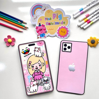 Đồ chơi Iphone nuôi thú cưng cùng bé Toca - Búp bê giấy Pighandmade