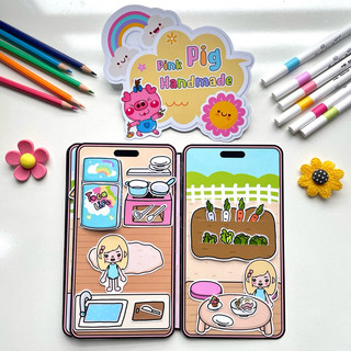Đồ chơi Iphone nuôi thú cưng cùng bé Toca - Búp bê giấy Pighandmade
