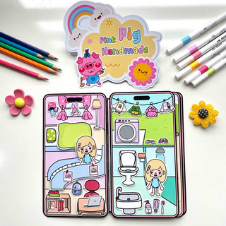 Đồ chơi Iphone nuôi thú cưng cùng bé Toca - Búp bê giấy Pighandmade