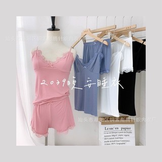 B46 Bộ Ngủ Nữ Thun Tăm Đùi Áo Phối Ren Co Dãn Tốt Chất Thun Tăm Mềm Mại Nhiều Màu Phương Linh Underwear
