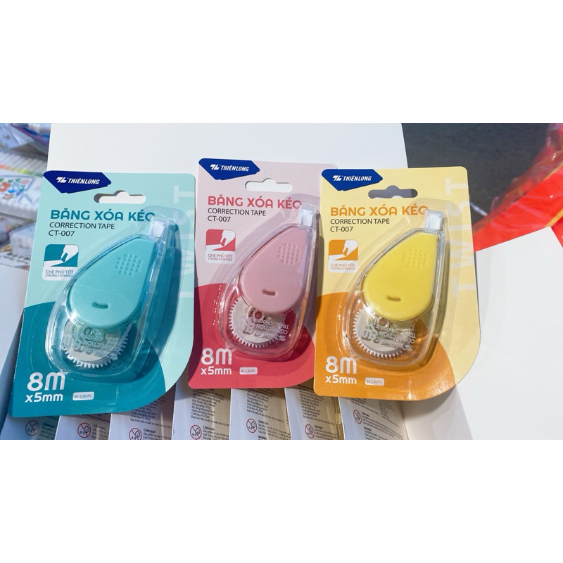 Bút xóa kéo Correction Tape Thiên Long - Khô siêu nhanh Viết được ngay sau khi xóa - Màu ngẫu nhiên