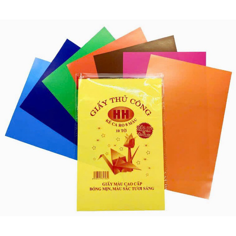 combo 5 tập giấy thủ công khổ a4 và A5 có đề can và không đề can