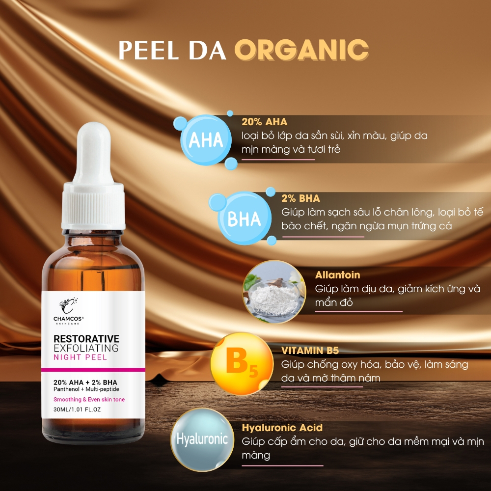 HSD:11/12/2026 Sale Peel da RESTORATIVE EXFOLIATING NIGHT PEEL CHAMCOS 30ml
