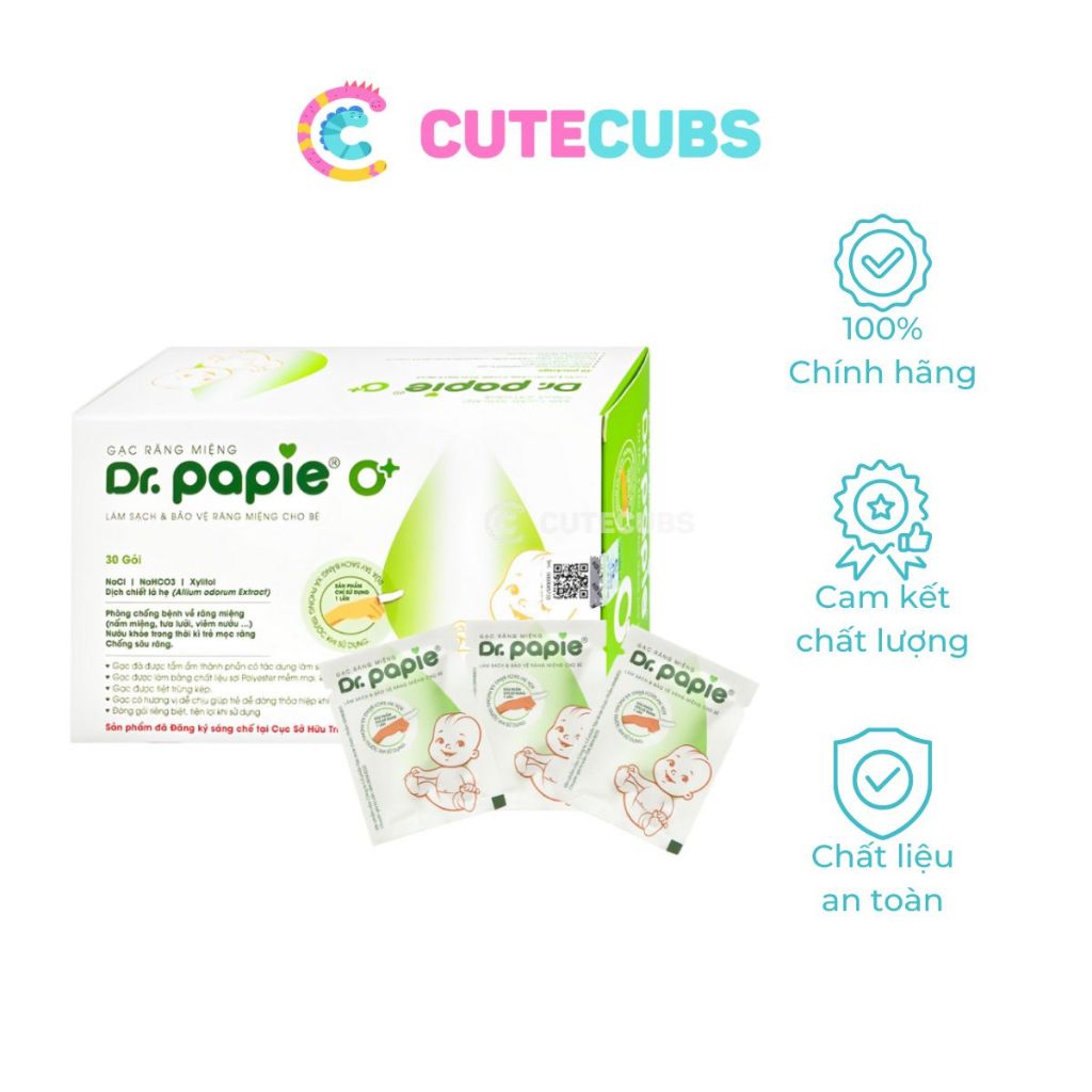 Hộp 30 Gói gạc rơ lưỡi Dr.Papie chính hãng, gạc rơ lưỡi làm sạch răng ...
