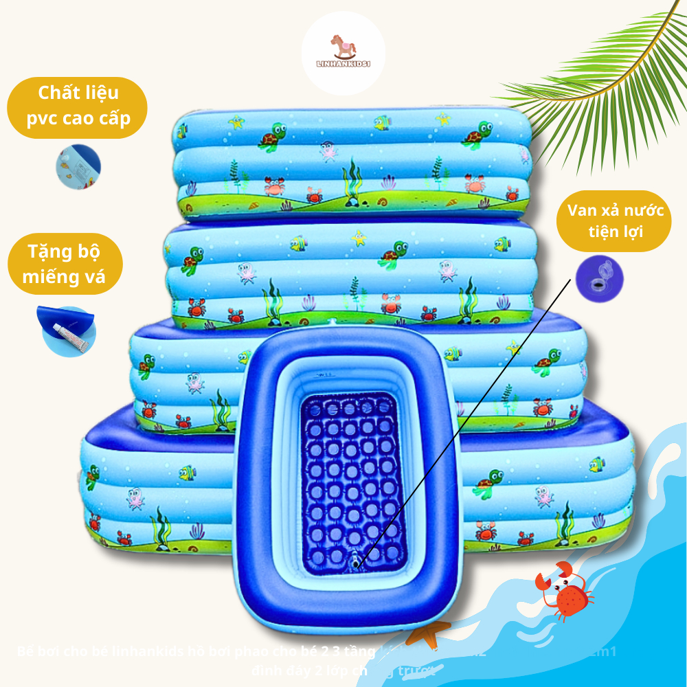 Bể bơi cho bé linhankids hồ bơi phao cho bé 2 3 tầng kích thước 1m2 1m3 ...