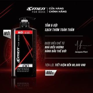 [Combo 1 Tặng 1] Dầu Gội - Sữa Tắm - Tắm Gội Xmen For Boss Intense 2IN1 Lưu Hương Lâu 48H, Dưỡng Sạch Sâu Da Đầu Đủ Loại