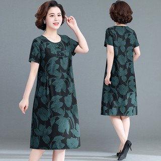 Váy trung niên Sunny rẻ đẹp chất lụa cao cấp màu đen họa tiết sang trọng bắt mắt