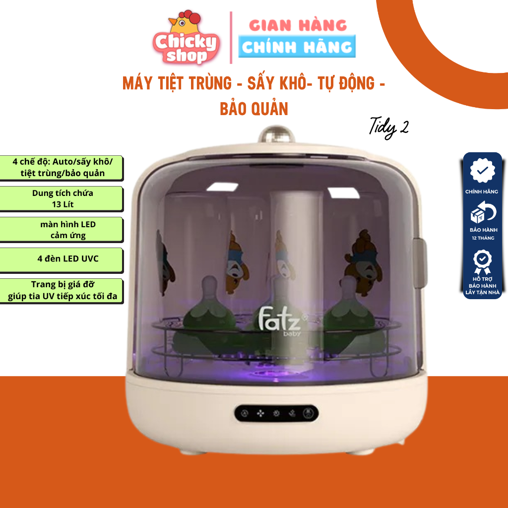 Ảnh Máy úp bình sữa, tiệt trùng UVC, sấy khô và bảo quản Tidy 2 dung tích 13L FATZBABY FB4613ZH 4 chế độ riêng biệt 1
