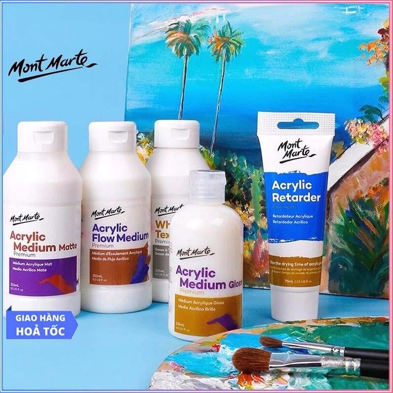 Dung Môi Mont Marte Phủ Bóng/Phủ Mờ/Chậm Khô Cho Acrylic, Đất Sét, Tranh Số Hoá,...