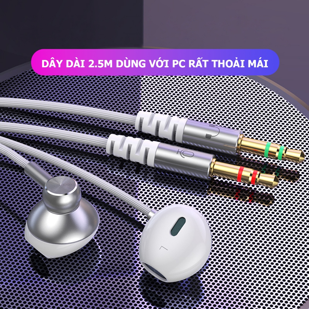 Tai nghe máy tính C70 dành cho máy tính bàn có 2 giắc cắm, có mic đàm thoại, dây dài 2.5m-Poermax | BigBuy360 - bigbuy360.vn
