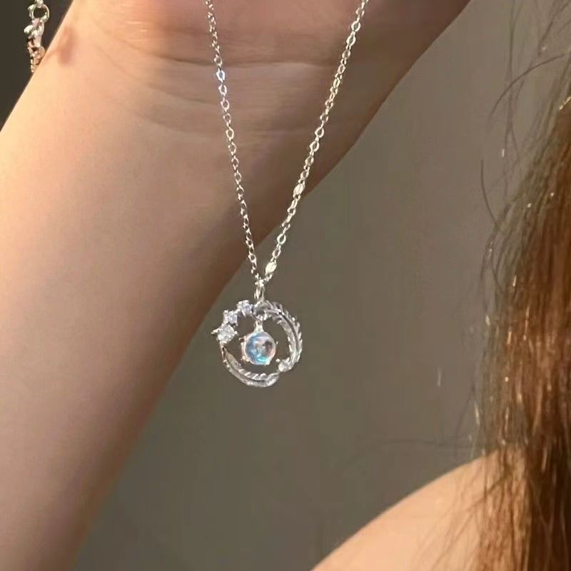 Ảnh Dây chuyền bạc CDE Sparkling Feather Blue Necklace Silver CDE6076BE - Dây chuyền nữ Lông Vũ Đính Đá 2