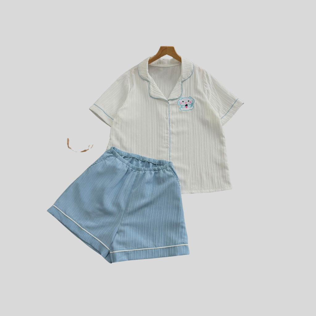 Bộ Đồ Ngủ Pijama Nữ Tay Ngắn Vải Xốp Đôi Mềm Mịn Thoáng Mát Lên Phom Xinh Xắn Có Size 50kg-95kg SET825