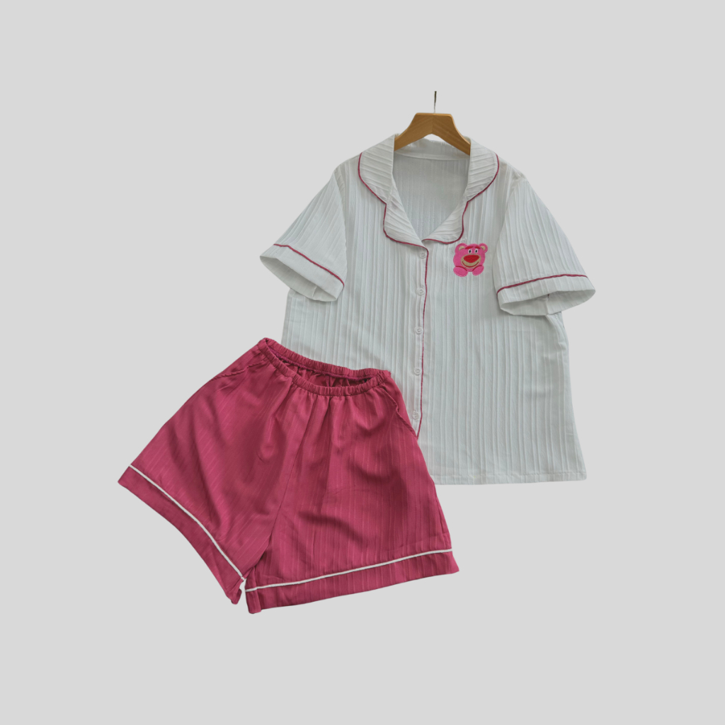 Bộ Đồ Ngủ Pijama Nữ Tay Ngắn Vải Xốp Đôi Mềm Mịn Thoáng Mát Lên Phom Xinh Xắn Có Size 50kg-95kg SET825