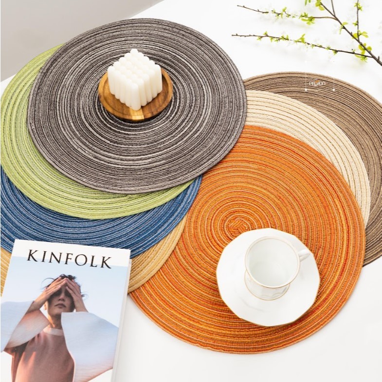 Tấm Lót Bàn Ăn Đan Sợi Cotton Dệt Cách Nhiệt Trang Trí Bàn Ăn Nhà Hàng, Khách Sạn