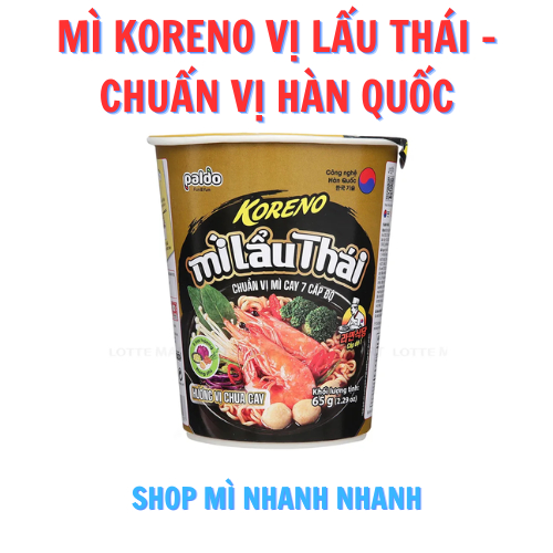 (Free ship) Thùng 24 ly Mì KORENO Lẩu Thái hương vị chua cay - chuẩn vị mì cay 7 cấp độ