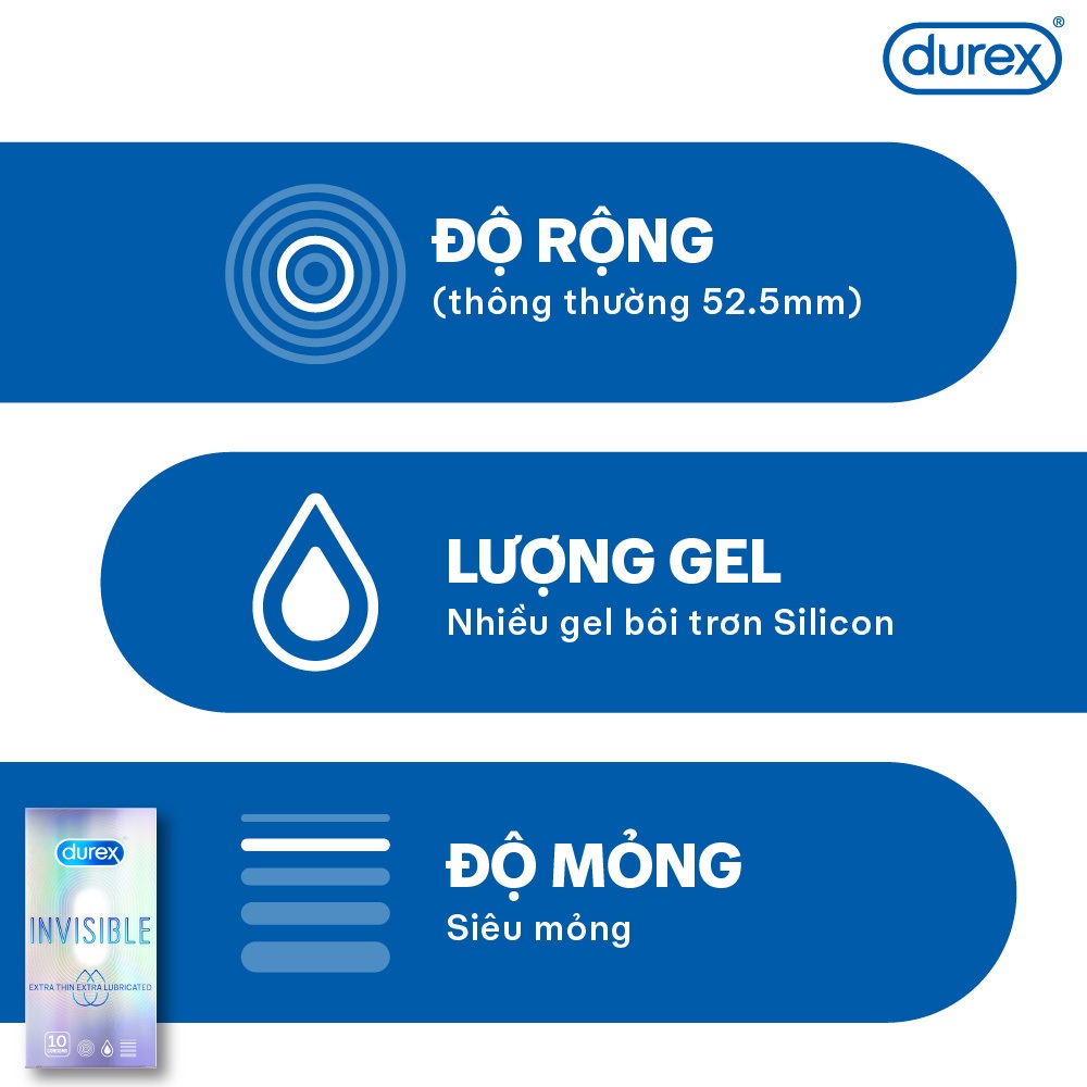 Ảnh Bao cao su Durex Extra Thin Extra Lubricated 10 bao 3